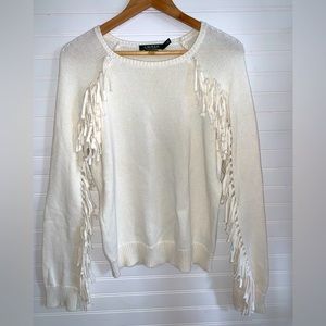 LAUREN RALPH LAUREN DENIM Sweater Fringed Arms